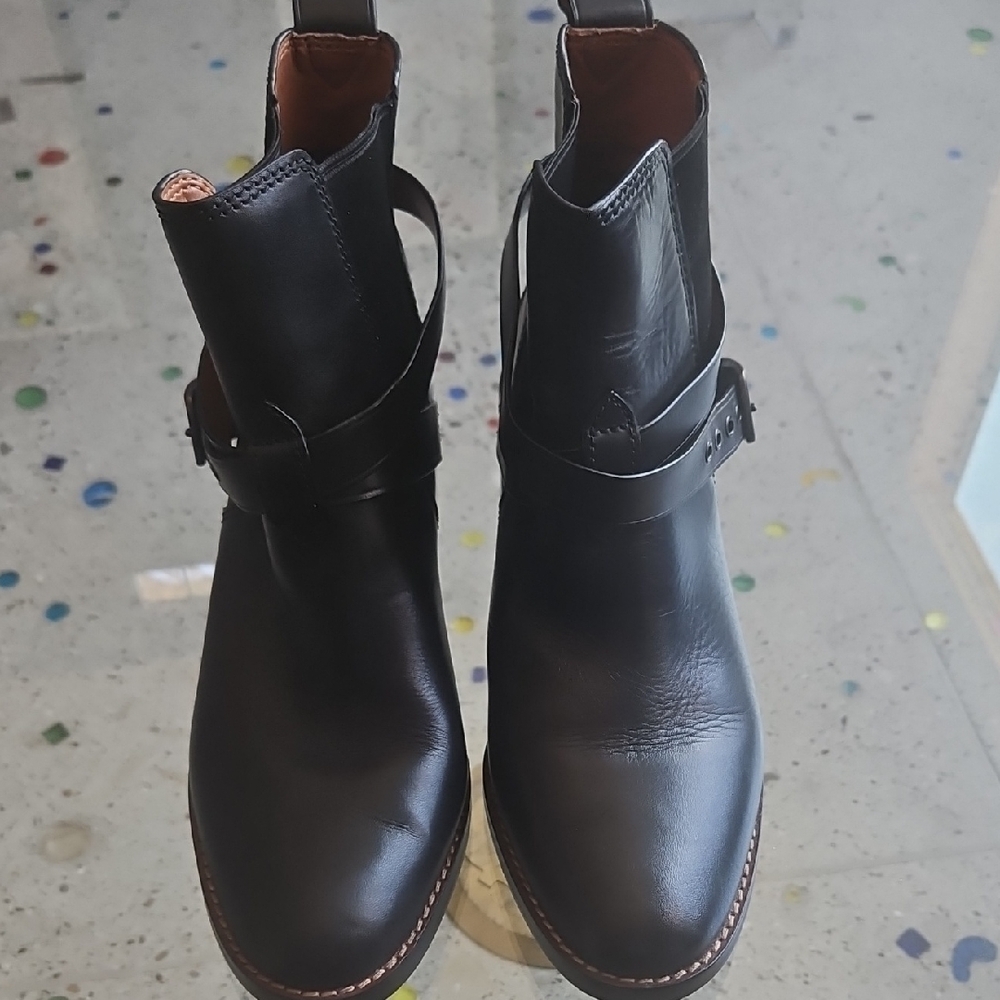 Coach Chelsea Black Leather Ankle Boots Sz 10